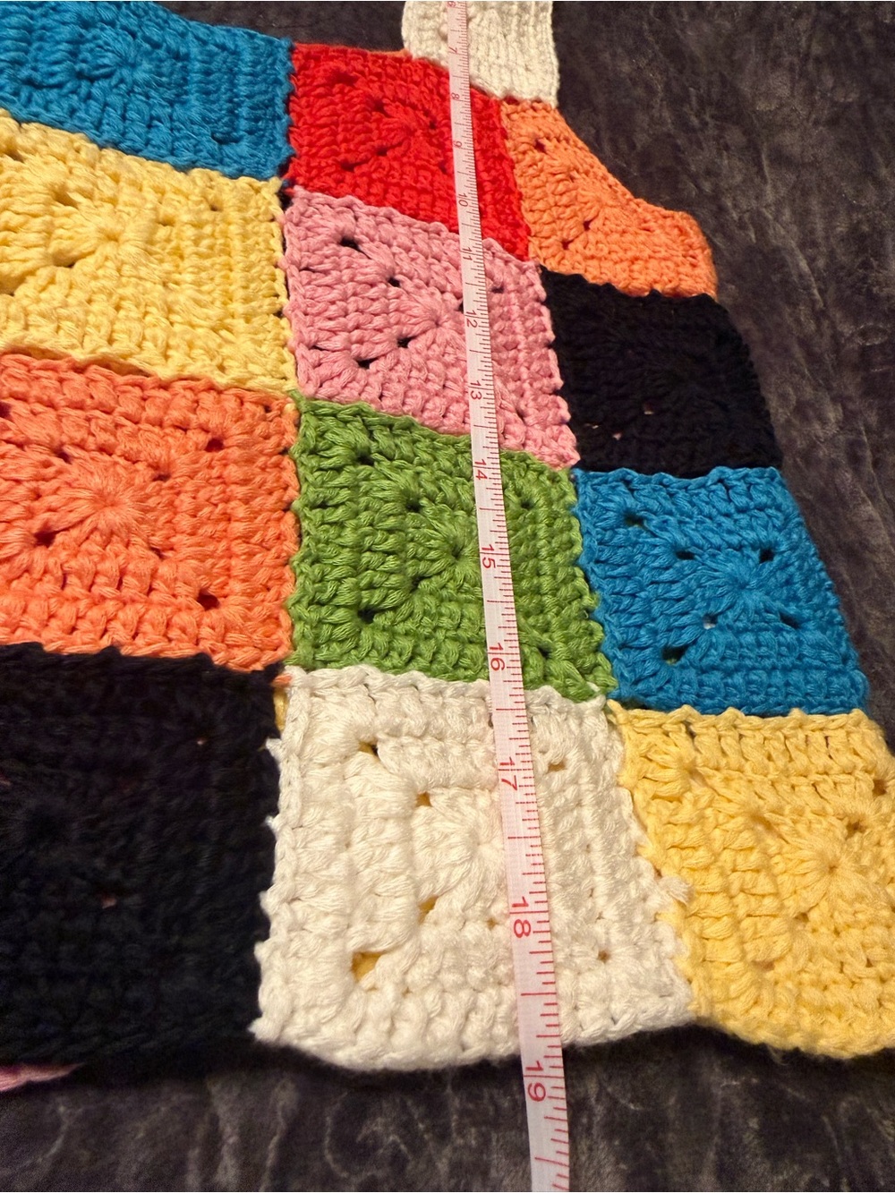 Colorful Crochet Granny Square Patchwork Crop Tank Top - Picture 7 of 7